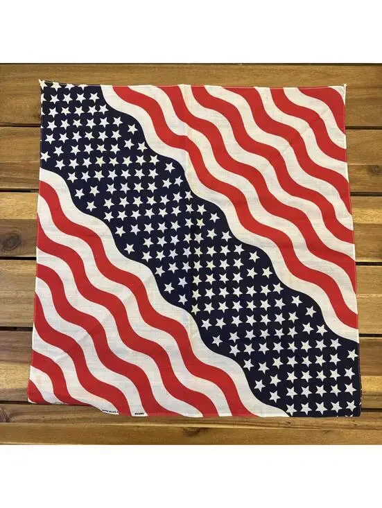 American Flag Bandana Vtg Made in the USA RN 14193 Scarf 21” X 21”