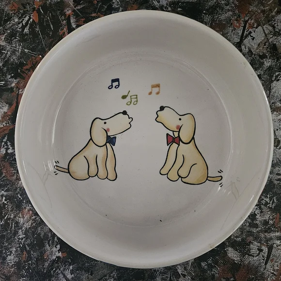 Tabletops Gallery Singing Dogs Handcrafted and Hand-painted Dog Bowl 7