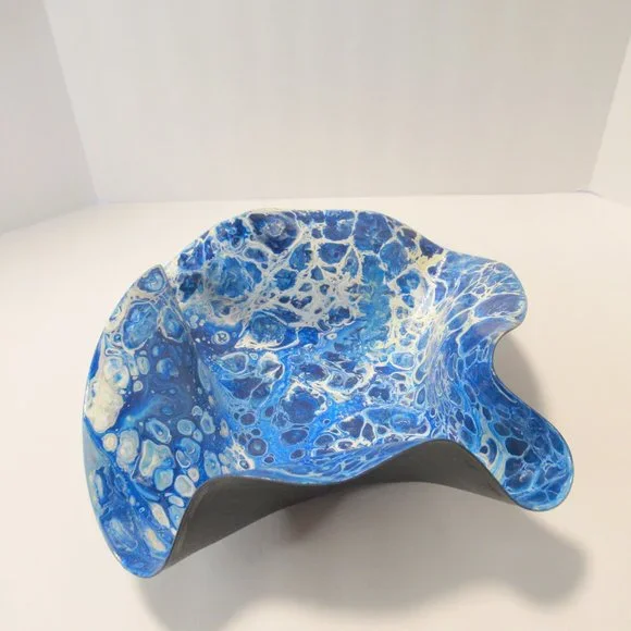 Acrylic Flow painted Record Bowl