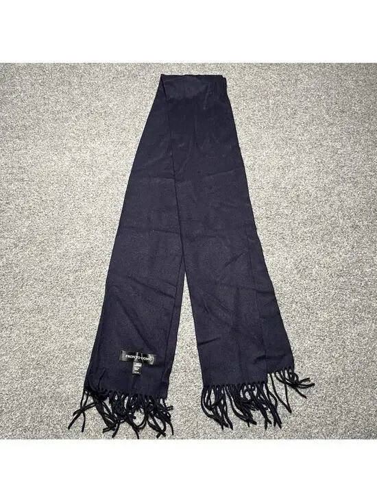 Pronto Uomo Cashmere Scarf Adult Blue Fringe Winter Warm Soft Preppy City