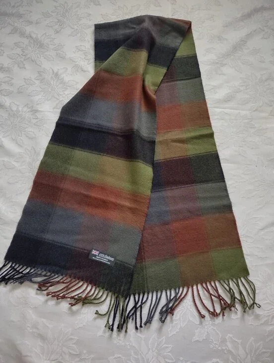 Cashmere Scotland Earthy Colors Scarf With Fringe