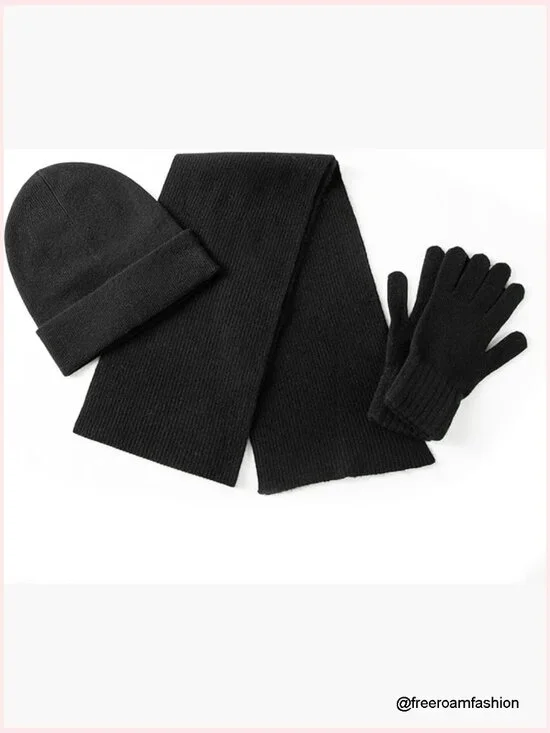 Luxury Cashmere Wool Scarf Hat Gloves Set in Gift Box