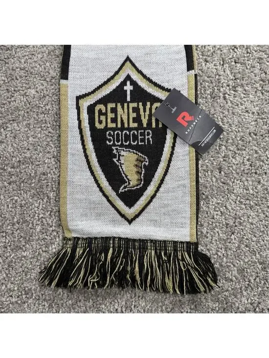 NWT- GENEVA College/University Golden Tornados Soccer Scarf-OHIO- RUFFNECK Black