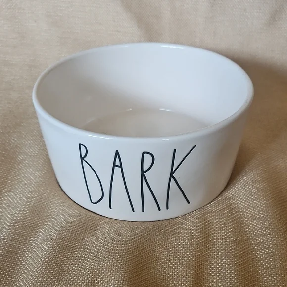 Rae Dunn White Ceramic Dog Bowl