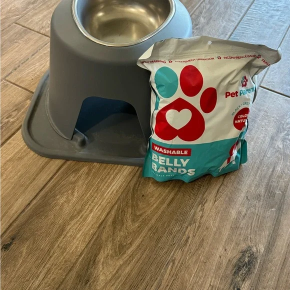 Weathertech Pet Bowl  and Pet Parents Belly Bands