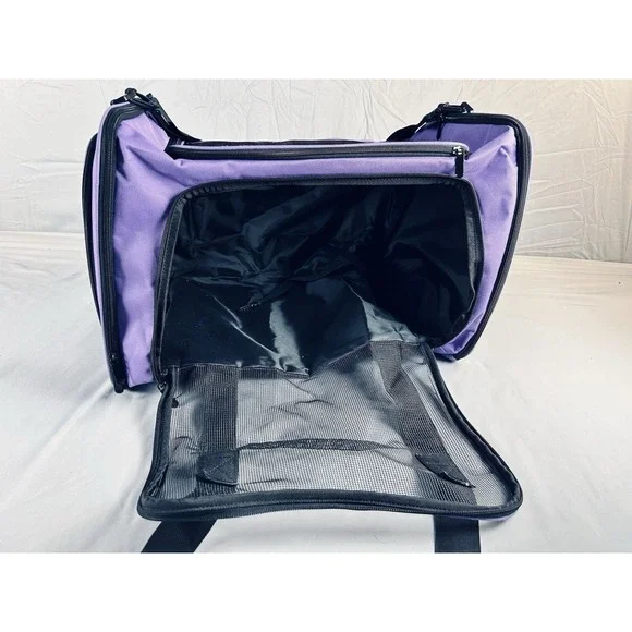 Soft Sided Pet‎ Carrier Airline Travel Bag Purple Mesh Dog Cat 18