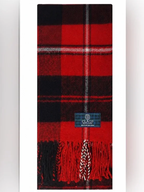 Clans Scotland lambs wool scarf Red and Black Plaid Scarf
