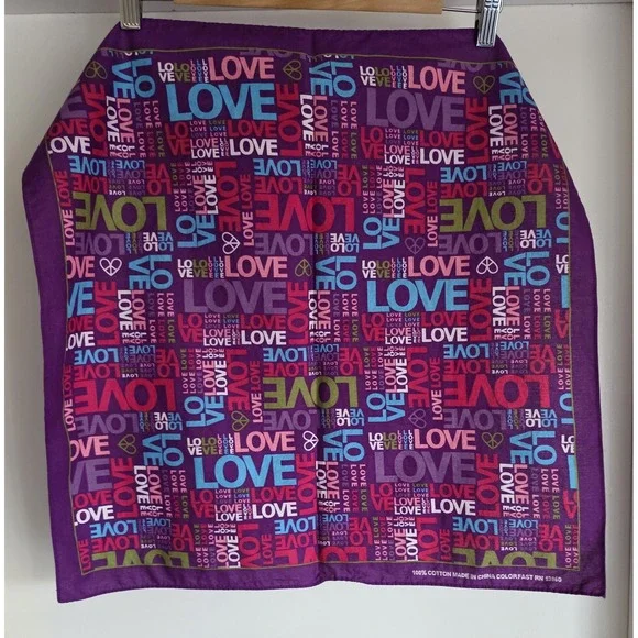 Purple Bandana Retro Scarf Neck Square Kerchief Boho Love