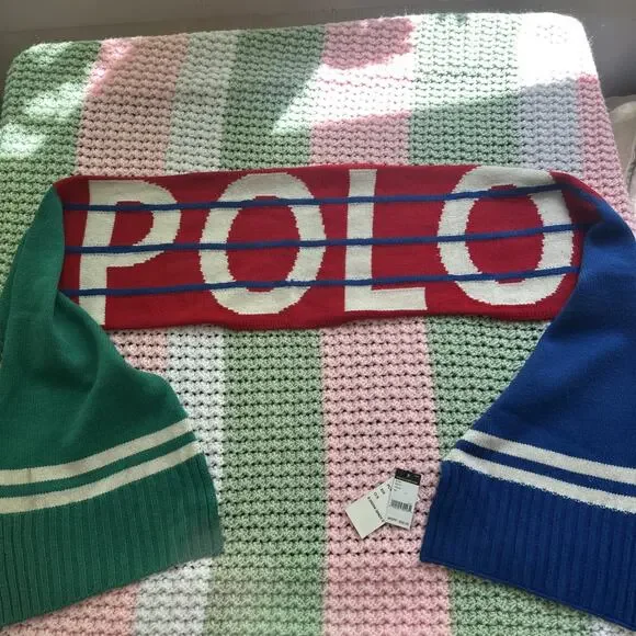 Polo Ralph Lauren Downhill Skier Stadium Hi Tech Wool Scarf NWT Read Description