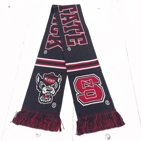 NC State Wolfpack Scarf Mens One Size Black NCAA Football Tradition Scarves