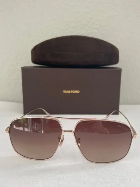 TOM FORD JOHN-02 TITANIUM Mens Large Sunglasses TF746 28K GOLD ROVIEX