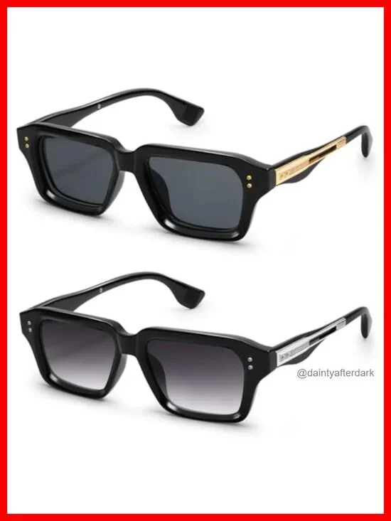 Square Frame Sunglasses for Men Fashion Designer Shades UV400 Lens 2 Pack