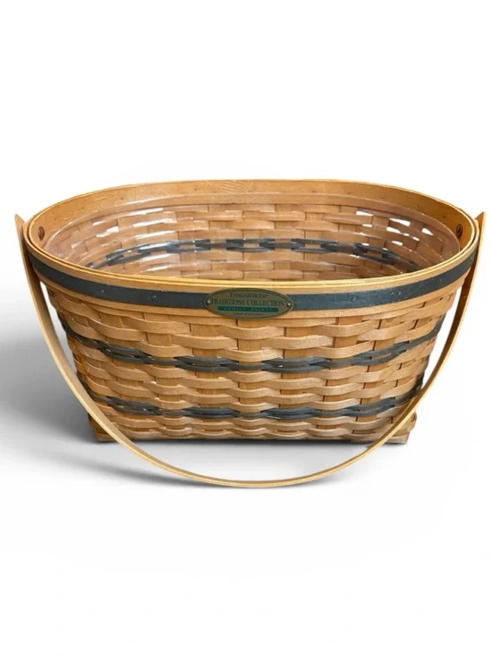 Longaberger Family Basket with Handle Oval & Protector 16”