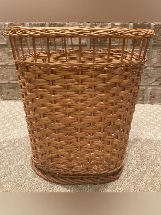 Vintage Wicker Rattan Waste Basket