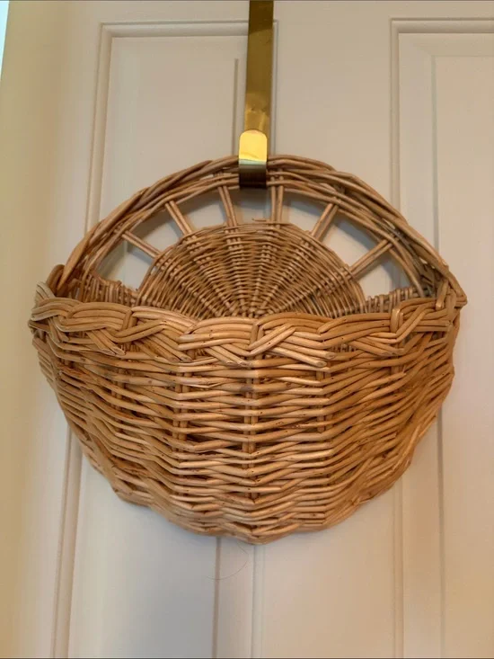 Woven Rattan Hanging Basket - Natural Tan