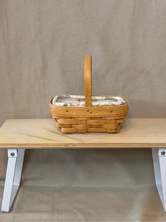 Longaberger Natural Brown Woven Basket with Fabric Liner