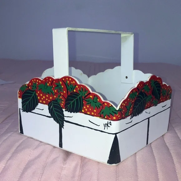 Joyce Miller Original 8” square strawberry  basket vintage 70s RARE