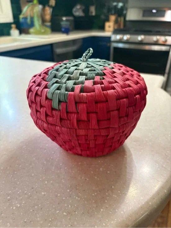 Handwoven Red & Green Fruit Basket Box