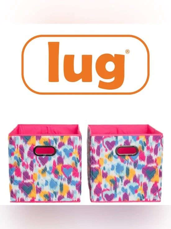 Lug Cargo 2pc Collapsible Bins NWT Heart Ikat Multi