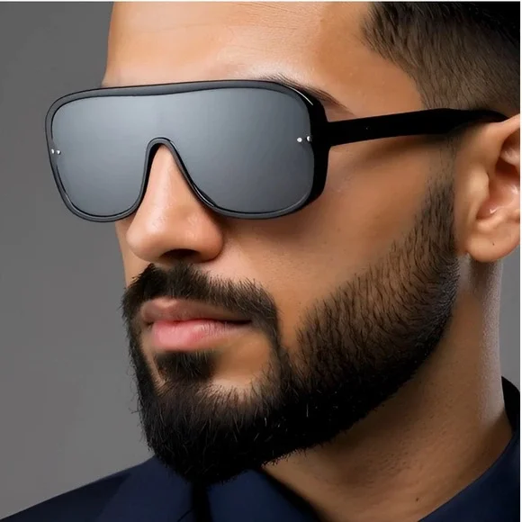 Luxury Sunglasses Flat Top Mirrored Lens Fashion Men Comfortable Lentes‎ Gafas