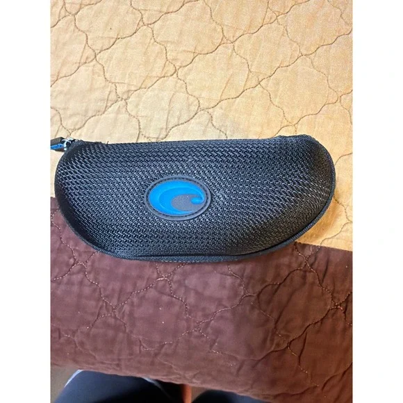 Costa Del Mar Sunglasses Hard Case Black Woven Nylon Blue Wave Logo Zippered
