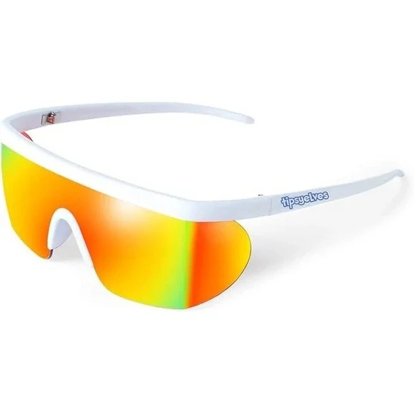 TIPSY ELVES MIAMI ICE WHITE  MIRRORED SUNGLASSES IN HARD CASE -‎ NEW!!    *6