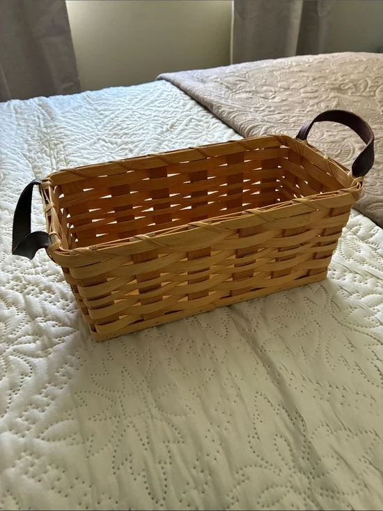 Handmade Storage Basket with leather Handles - Home Accents Baskets & Bins