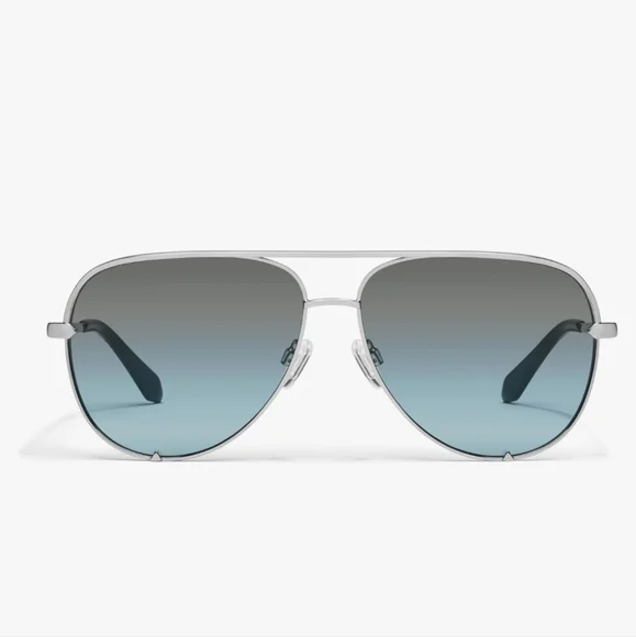 Quay High‎ Key unisex Aviator UV Protection silver wire frame Sunglasses new