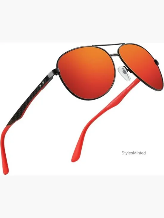 Polarized Aviator Sunglasses Carbon Fiber Pilot Sun Glasses UV Protection Men