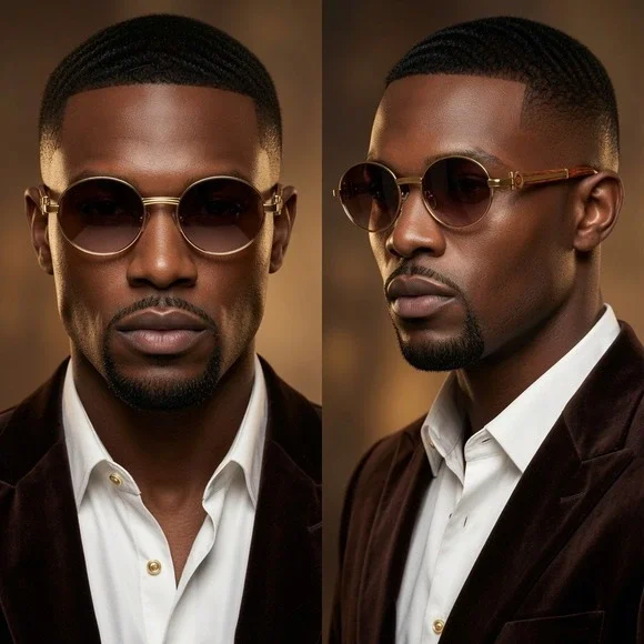 Round Sunglasses Gold‎ Frame Men's Fashion Shades Retro Vintage UV400 Protection