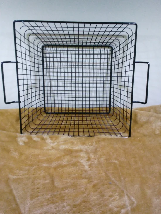 Black Square Metal Wire Storage Basket