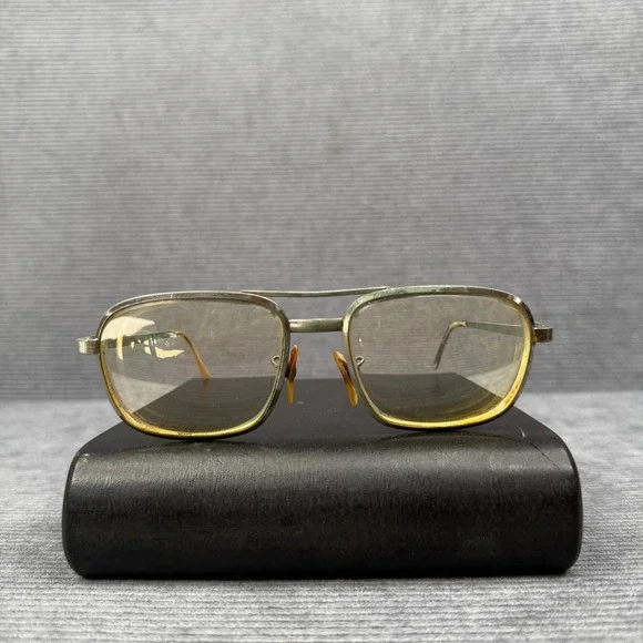 Vintage Cottet Aviator Glasses Metal Frame Rectangular Double Bridge 5 1/2 137