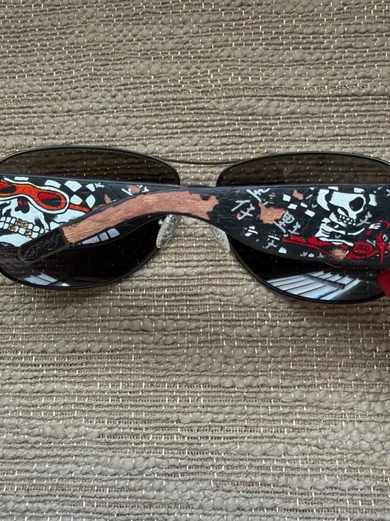 Ed Hardy Black Sunglasses with Logo Accent crystal stones.