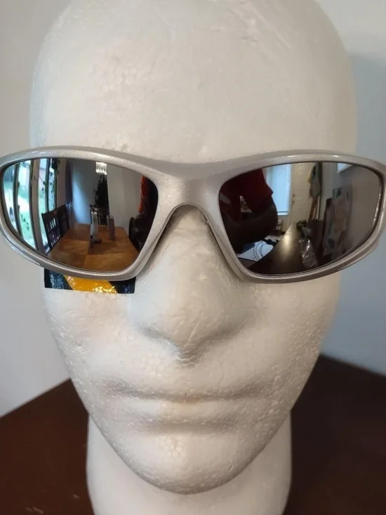 Men's Silver Frame Sunglasses with Mirrored Gray Lenses