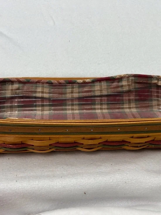 Longaberger 2000 Harvest Blessing Basket with plaid liner & leather handles