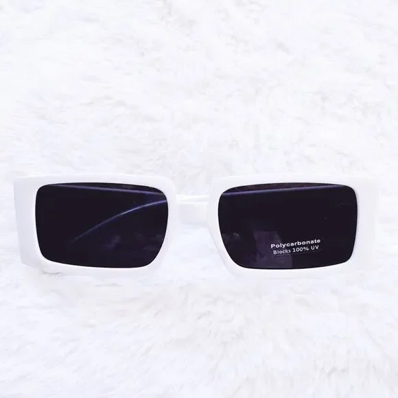 Aaron White Rectangular Sunglasses