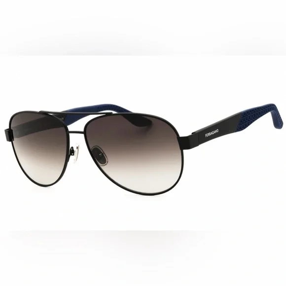 Salvatore Ferragamo Metal MATTE BLACK/GREY GRADIENT Sunglasses (NWT)