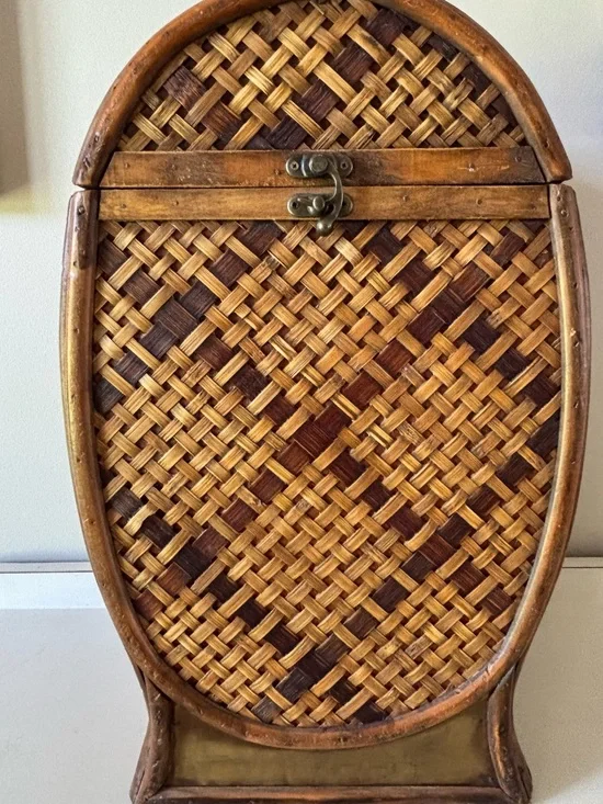 Woven Rattan Decorative Basket Box in Warm Brown Tones