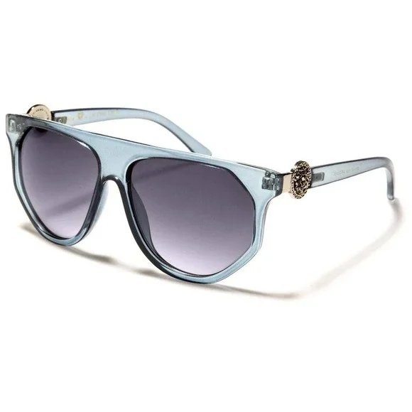 Aviator Sunglasses Designer Inspired‎ Fashion Lion Accents Men Teal Frame Lentes