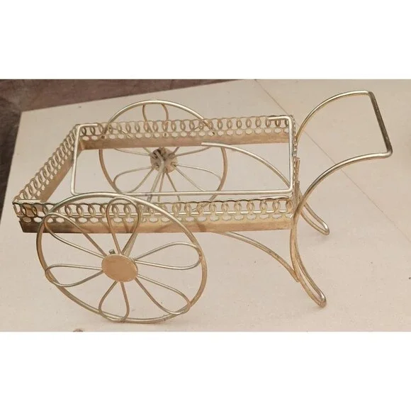 Doll House Vintage metal wire cart, basket holder 6