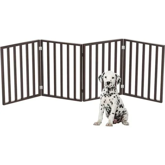 Pet Gate - 4-Panel Indoor Foldable Dog Fence for Stairs, Hallways or Doorways