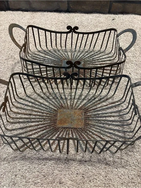 Rustic Vintage Metal Decorative Basket