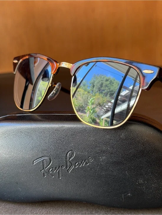 Ray-Ban Clubmaster Polarized Sunglasses - Tortoise Frame RX lenses