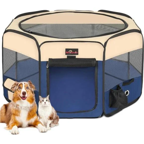 Dog Playpen, Cat Playpen - Foldable Pet Playpen with Carrying Case,Portable Tent