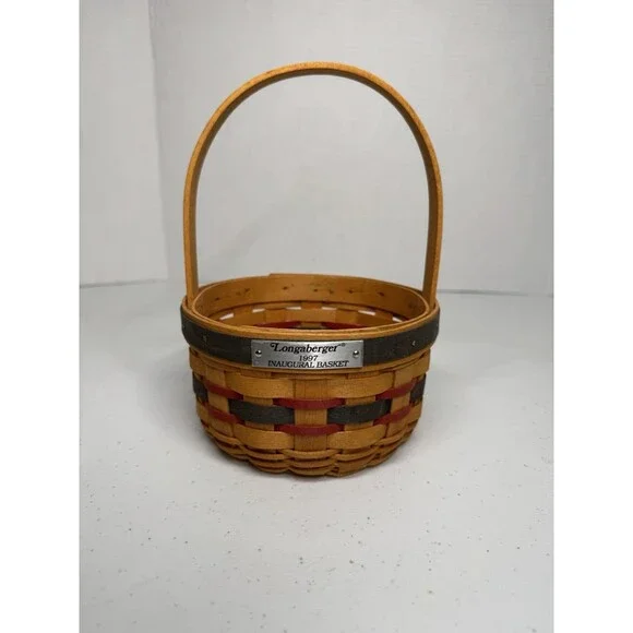 Vintage Longaberger 1997 Inaugural Basket, Round With Stationary Handle