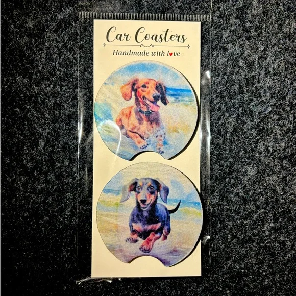 Dachshund car coasters