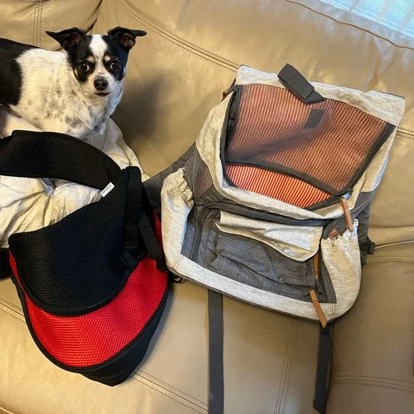 2 pet carriers/backpack and 1 car seat!