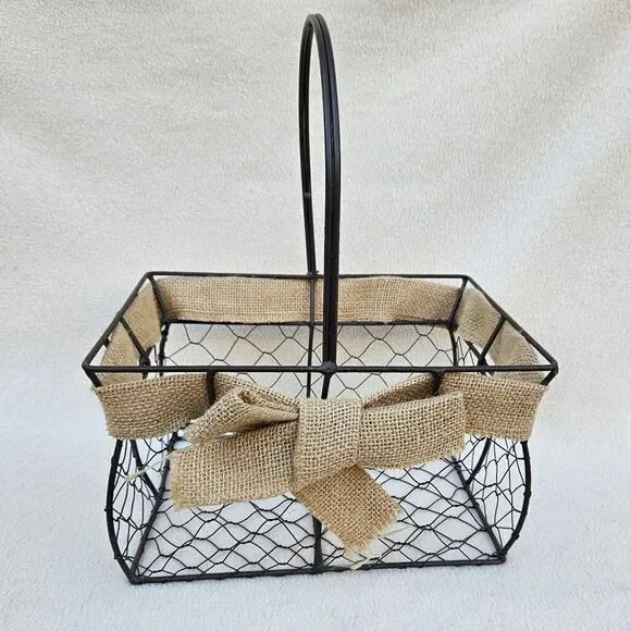 Large Bronze Metal Basket With Handle