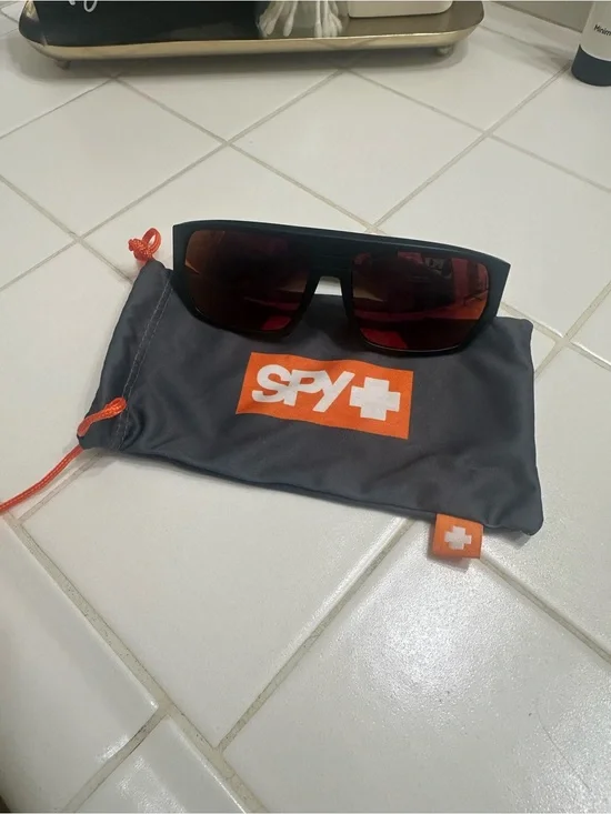 SPY Black Frame Sunglasses with Red Lenses