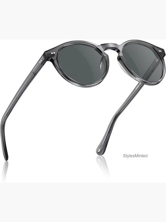 Retro Round Polarized Mens Sunglasses UV Protection Acetate Frame